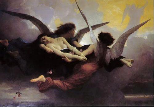 William-Adolphe Bouguereau Depiction of a soul being carried to heaven by two angels. oil painting picture